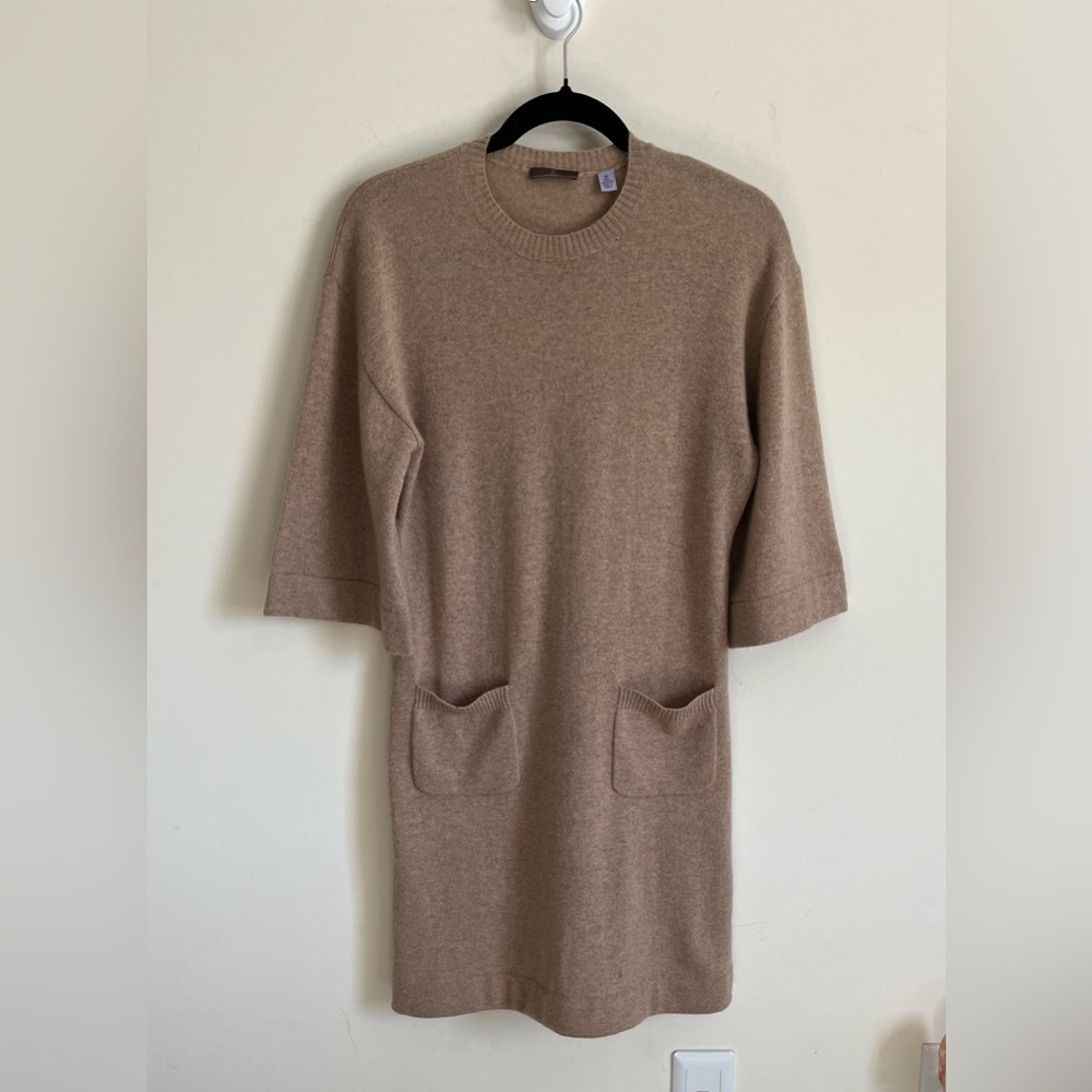 Cullen Beige Cashmere Midi Sweater Dress Bell sleeves women’s size Medium GUC.